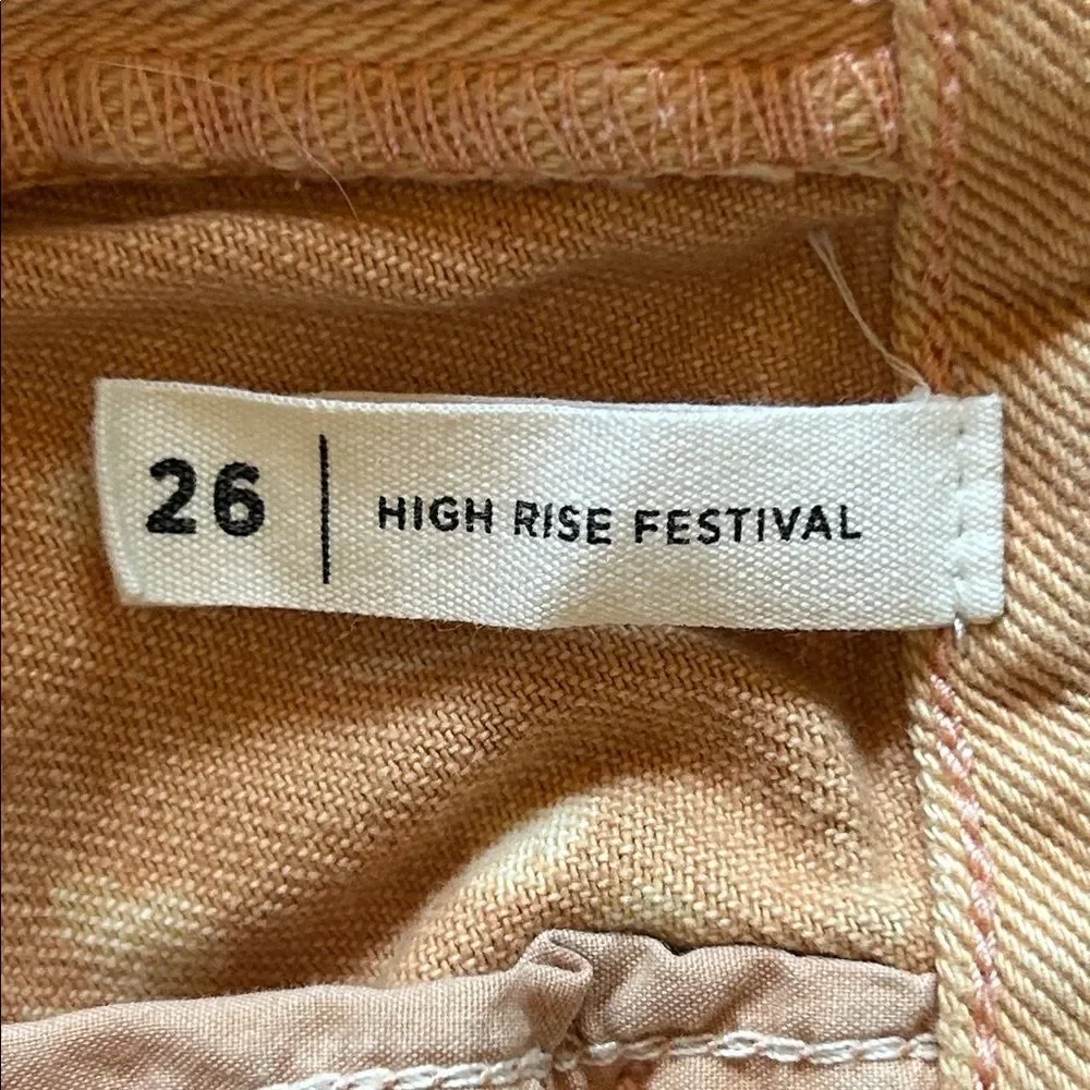Pacsun Light Orange Bleach Splatter High Rise Festival Jean Shorts